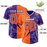 Custom Orange Purple Split Personalized Lightning Pattern Football Jersey
