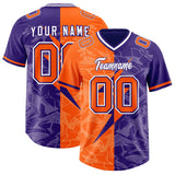 Custom Orange Purple Split Personalized Lightning Pattern Football Jersey