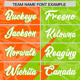 Custom Neon Green Orange Split Personalized Lightning Pattern Football Jersey