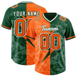 Custom Green Orange Split Personalized Lightning Pattern Football Jersey