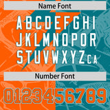 Custom Aqua Orange Split Personalized Lightning Pattern Football Jersey