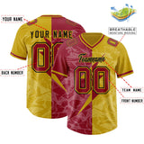 Custom Old Gold Cardinal Split Personalized Lightning Pattern Football Jersey