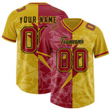 Custom Old Gold Cardinal Split Personalized Lightning Pattern Football Jersey