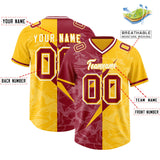 Custom Yellow Cardinal Split Personalized Lightning Pattern Football Jersey