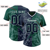 Custom Green Navy Split Personalized Lightning Pattern Football Jersey