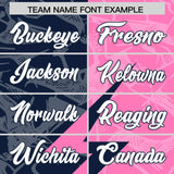 Custom Pink Navy Split Personalized Lightning Pattern Football Jersey