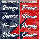 Custom Red Navy Split Personalized Lightning Pattern Football Jersey