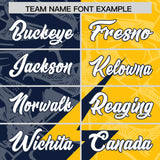 Custom Gold Navy Split Personalized Lightning Pattern Football Jersey