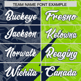 Custom Neon Green Navy Split Personalized Lightning Pattern Football Jersey