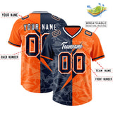 Custom Orange Navy Split Personalized Lightning Pattern Football Jersey