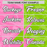 Custom Neon Green Pink Split Personalized Lightning Pattern Football Jersey