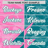 Custom Aqua Pink Split Personalized Lightning Pattern Football Jersey