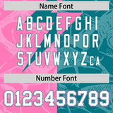 Custom Aqua Pink Split Personalized Lightning Pattern Football Jersey