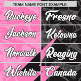 Custom Black Pink Split Personalized Lightning Pattern Football Jersey