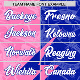 Custom Royal Pink Split Personalized Lightning Pattern Football Jersey