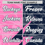 Custom Navy Pink Split Personalized Lightning Pattern Football Jersey