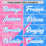 Custom Light Blue Pink Split Personalized Lightning Pattern Football Jersey