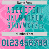 Custom Aqua Pink Split Personalized Lightning Pattern Football Jersey