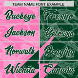 Custom Pink Green Split Personalized Lightning Pattern Football Jersey