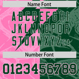 Custom Pink Green Split Personalized Lightning Pattern Football Jersey