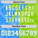 Custom Neon Green Light Blue Split Personalized Lightning Pattern Football Jersey