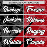 Custom Black Red Split Personalized Lightning Pattern Football Jersey