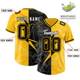 Custom Yellow Black Split Personalized Lightning Pattern Football Jersey