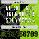 Custom Neon Green Black Split Personalized Lightning Pattern Football Jersey