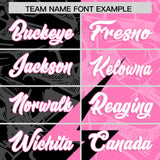 Custom Pink Black Split Personalized Lightning Pattern Football Jersey