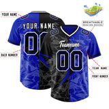 Custom Royal Black Split Personalized Lightning Pattern Football Jersey