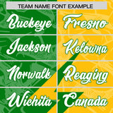 Custom Kelly Green Yellow Split Personalized Lightning Pattern Football Jersey