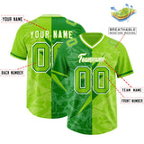 Custom Neon Green Kelly Green Split Personalized Lightning Pattern Football Jersey