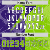 Custom Neon Green Purple Split Personalized Lightning Pattern Football Jersey