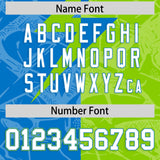 Custom Neon Green Panther Blue Split Personalized Lightning Pattern Football Jersey