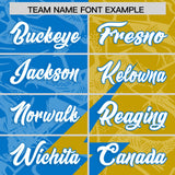 Custom Panther Blue Old Gold Split Personalized Lightning Pattern Football Jersey