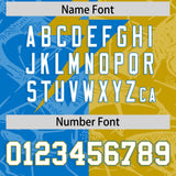 Custom Panther Blue Old Gold Split Personalized Lightning Pattern Football Jersey