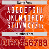 Custom Red Orange Split Personalized Lightning Pattern Football Jersey