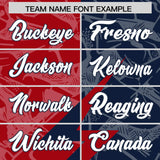 Custom Navy Red Split Personalized Lightning Pattern Football Jersey