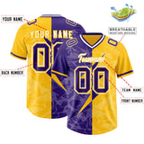 Custom Yellow Purple Split Personalized Lightning Pattern Football Jersey
