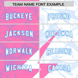 Custom White Pink Split Personalized Lightning Pattern Football Jersey