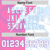 Custom White Pink Split Personalized Lightning Pattern Football Jersey