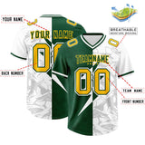 Custom Green White Split Personalized Lightning Pattern Football Jersey