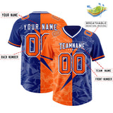 Custom Orange Royal Split Personalized Lightning Pattern Football Jersey