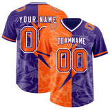 Custom Orange Purple Split Personalized Lightning Pattern Football Jersey