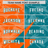 Custom Aqua Orange Split Personalized Lightning Pattern Football Jersey