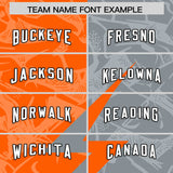Custom Grey Orange Split Personalized Lightning Pattern Football Jersey