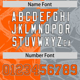 Custom Grey Orange Split Personalized Lightning Pattern Football Jersey