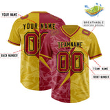 Custom Old Gold Cardinal Split Personalized Lightning Pattern Football Jersey