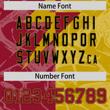 Custom Old Gold Cardinal Split Personalized Lightning Pattern Football Jersey