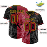 Custom Black Cardinal Split Personalized Lightning Pattern Football Jersey